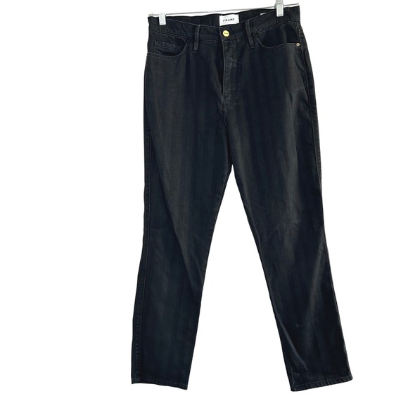 Frame Denim Denim - FRAME Le Sylvie slender straight women's 29 black striped casual going out party